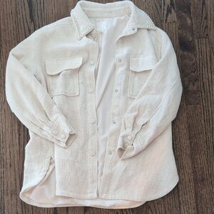 H&M Cream Button-Up Shirt with Pearl Collar